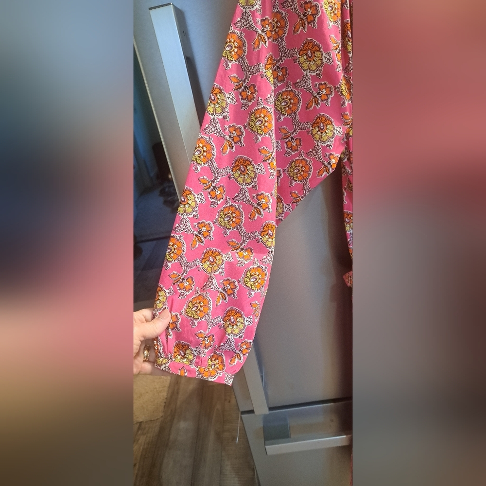 J. Crew Collection Tie-Waist Cotton Poplin Dress Ratti Side Slit Deep V Neck M - Picture 4 of 11